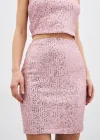 Payetli Mini Etek - Pudra