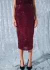 Payet Detaylı Kalem Etek - Bordo