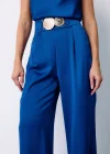Salaş Krep Saten Pantolon - Sax Mavi