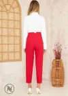 Flatolu Pantolon - Kırmızı