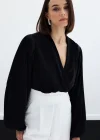Aksesuar Detaylı Bodysuit Bluz - SİYAH