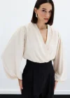 Aksesuar Detaylı Bodysuit Bluz - Bej