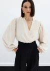 Aksesuar Detaylı Bodysuit Bluz - Bej