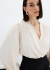 Aksesuar Detaylı Bodysuit Bluz - Bej