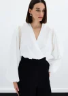 Aksesuar Detaylı Bodysuit Bluz - Ekru