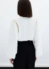 Aksesuar Detaylı Bodysuit Bluz - Ekru