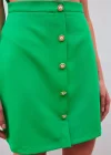 Düğme Detaylı Mini Etek - Yeşil