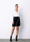 Kruvaze Süs Cepli Kısa Etek