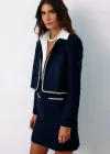 Aksesuar Detaylı Tüvit Ceket - LACİVERT