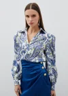 Kabarık Kol Desenli Gömlek - SAX MAVİ