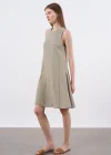 Sıfır Kol Keten Elbise