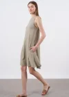 Sıfır Kol Keten Elbise