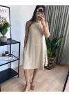 Sıfır Kol Keten Elbise