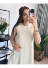 Sıfır Kol Keten Elbise