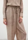 Batık Desenli Pantolon - Bej