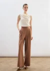 Bel Detaylı Cepli Pantolon - Camel