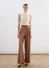 Bel Detaylı Cepli Pantolon - Camel