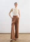Bel Detaylı Cepli Pantolon - Camel