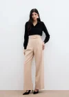 Bel Detaylı Pantolon - Bej