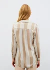 Çizgi Desenli Gömlek - Bej
