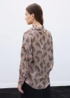 Degaje Yaka Desenli Bluz - Vizon