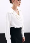 Degaje Yaka İncili Salaş Bluz - Ekru