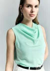 Degaje Yaka Kolsuz Bluz - Mint