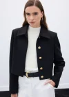 Düğmeli Kısa Ceket - Siyah