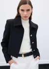 Düğmeli Kısa Ceket - Siyah
