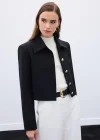 Düğmeli Kısa Ceket - Siyah