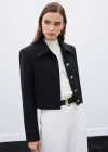 Düğmeli Kısa Ceket - Siyah
