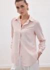 Düz Klasik Gömlek - Pudra