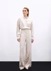 Jakarlı Salaş Pantolon - Bej