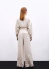 Jakarlı Salaş Pantolon - Bej
