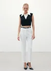Kemerli Pantolon - Ekru
