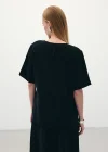 Kısa Kollu Salaş Bluz - Siyah