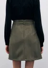 Kısa Süet Etek - Haki