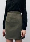 Kısa Süet Etek - Haki