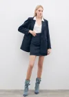 Kısa Süet Etek - Lacivert