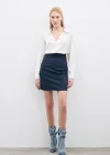 Kısa Süet Etek - Lacivert