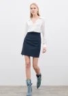 Kısa Süet Etek - Lacivert