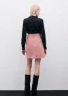 Kısa Süet Etek - Pudra