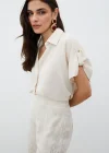 Kol Detaylı Salaş Gömlek - Bej