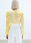 Kruvaze Desenli Bodysuit - Sarı-Ekru