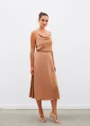 Midi Boy Saten Etek - Camel