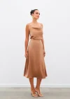 Midi Boy Saten Etek - Camel