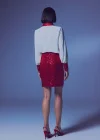 Payetli Mini Etek - Kırmızı