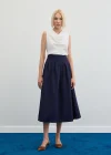 Pileli Midi Etek - Lacivert
