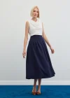 Pileli Midi Etek - Lacivert