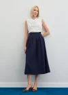 Pileli Midi Etek - Lacivert